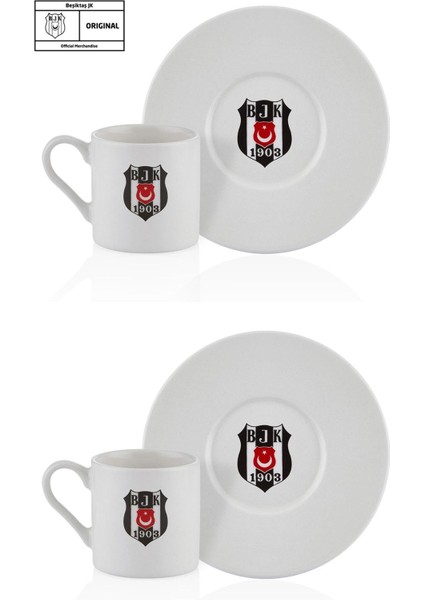 N3422 Beşiktaş Lisanslı Arma Logo 2'li Kahve Fincan Takımı