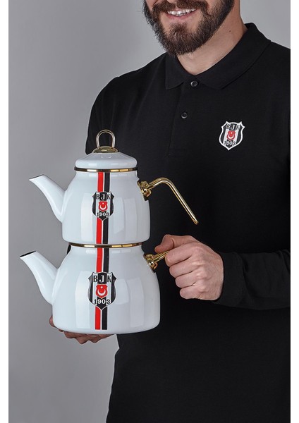N3435 Beşiktaş Lisanslı Çizgili Çaydanlık Bjk
