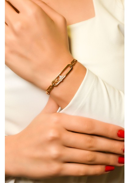 Taşlı Tasarım Bileklik 14 Ayar A036638