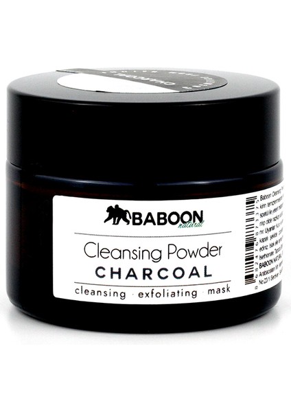 Baboon Natural Baboon Cleansing Powder - Activated Charcoal | Aktif Kömürlü Yüz Temizleme Tozu