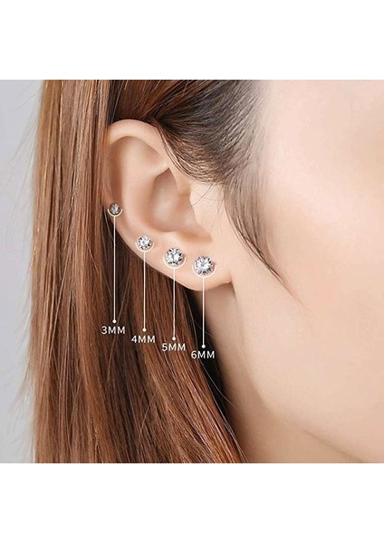 Zirkon Taşlı Tek Taş Üçlü Gümüş Küpe Set fiyatları