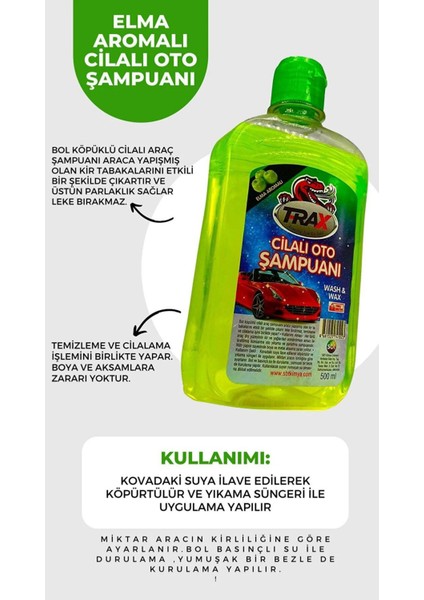 Cilalı Oto Şampuanı Elmalı Parfumlu Etkili Temizlik Süper Parlaklık 500 ml