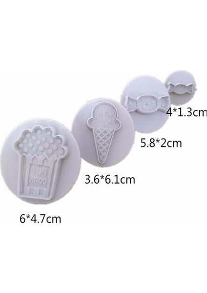 Şeker-Dondurma-Popcorn Basmalı Kopat 4 Parça