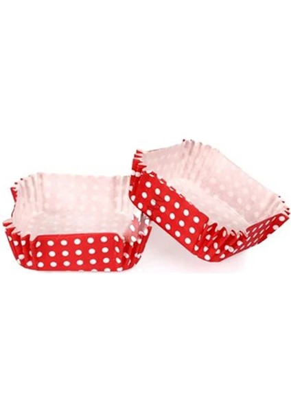 Pet Kapsül 80*80 mm - Kırmızı Puantiye (Kare) 100 Adet