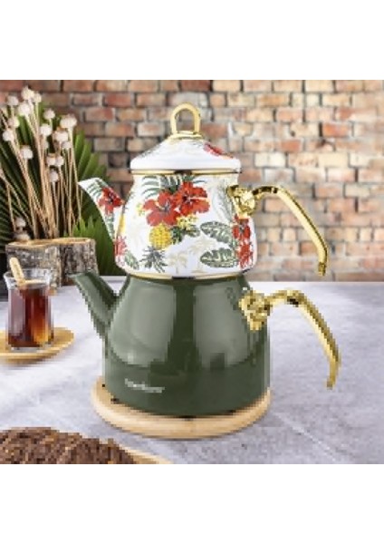 Summer - Çaydanlık Takımı Yeşil Desenli