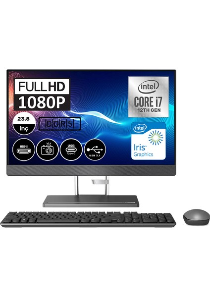 Ideacentre 24IAH7 Intel Core Intel Core i7 12700H 32GB 1TB SSD Windows 11 Home 23.8" FHD All In One Bilgisayar F0GR0079TXH05