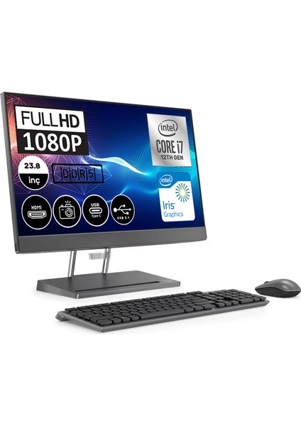 Ideacentre 24IAH7 Intel Core Intel Core i7 12700H 32GB 1TB SSD Windows 11 Home 23.8" FHD All In One Bilgisayar F0GR0079TXH05