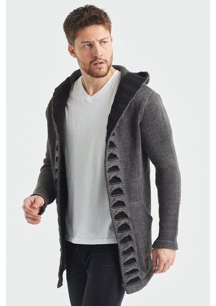 Erkek Füme Desenli Panço Triko Hırka