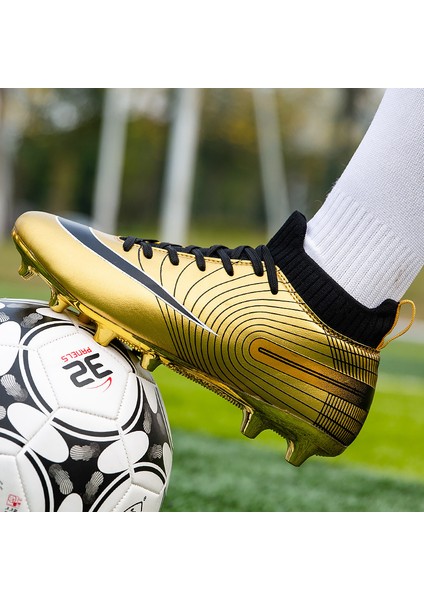 Çocuk Yetişkin Futbol Kramponları Yüksek Top Uzun Çivili Spor Ayakkabı (Yurt Dışından)