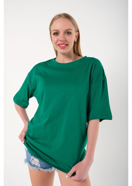 Kadın Ters Düz Nothing Baskılı Oversize T-Shirt