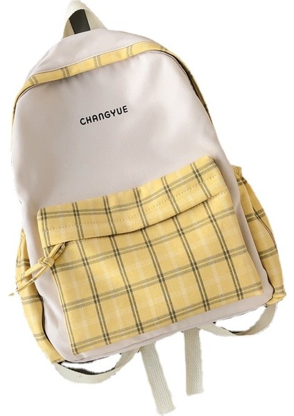 Ekose Kontrast Renk Okul Çantası Günlük Çanta (Yurt Dışından)