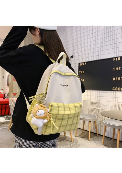 Ekose Kontrast Renk Okul Çantası Günlük Çanta (Yurt Dışından) fırsatları