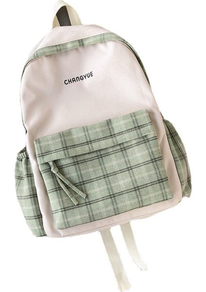 Ekose Kontrast Renk Okul Çantası Günlük Çanta (Yurt Dışından)