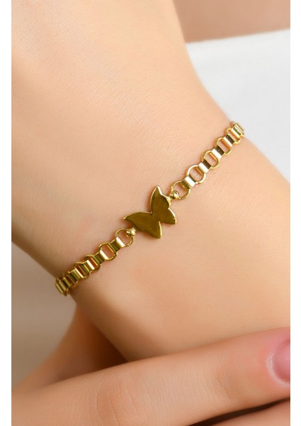 Kelebek Detaylı Bileklik 14 Ayar A061647