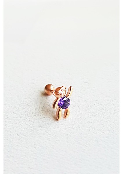 Ithal Tekli Mini Aycık Rose Gümüş Piercing Küpe