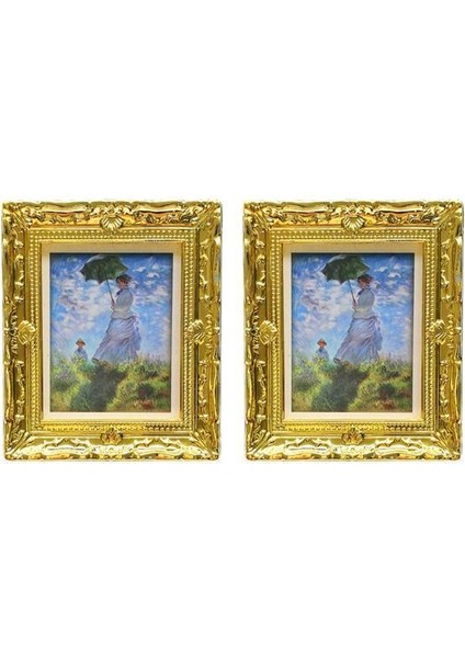 2x1: 12 Dollhouse Gold Picture Frame Minyatür Daisy Kadın Dekor Aksesuar B 2 Pcs (Yurt Dışından)