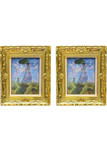 2x1: 12 Dollhouse Gold Picture Frame Minyatür Daisy Kadın Dekor Aksesuar B 2 Pcs (Yurt Dışından)