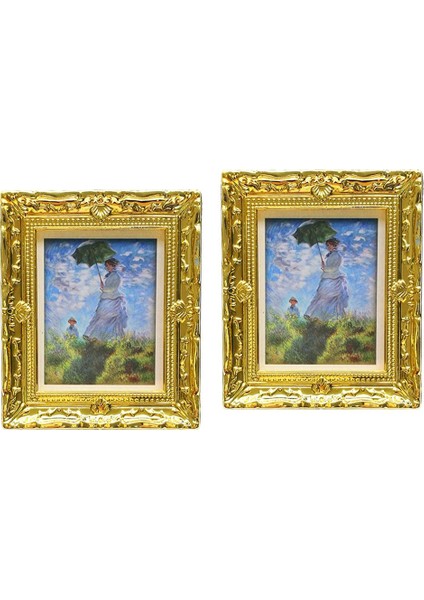 2x1: 12 Dollhouse Gold Picture Frame Minyatür Daisy Kadın Dekor Aksesuar B 2 Pcs (Yurt Dışından)