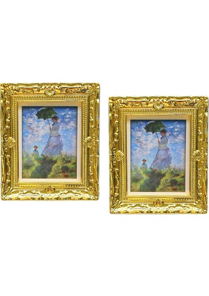 2x1: 12 Dollhouse Gold Picture Frame Minyatür Daisy Kadın Dekor Aksesuar B 2 Pcs (Yurt Dışından)