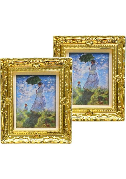 2x1: 12 Dollhouse Gold Picture Frame Minyatür Daisy Kadın Dekor Aksesuar B 2 Pcs (Yurt Dışından)