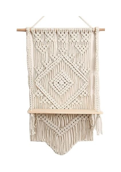 65*50 cm Duvar Asılı Bitki Raf Goblen Makrome Duvar Sanatı El Yapımı Boyalı Goblen Dantel Kumaş Bohemia Püskül Boho Ev Dekorasyon Hediye | Dekoratif Halılar (Yurt Dışından)