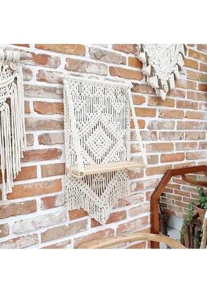 65*50 cm Duvar Asılı Bitki Raf Goblen Makrome Duvar Sanatı El Yapımı Boyalı Goblen Dantel Kumaş Bohemia Püskül Boho Ev Dekorasyon Hediye | Dekoratif Halılar (Yurt Dışından)