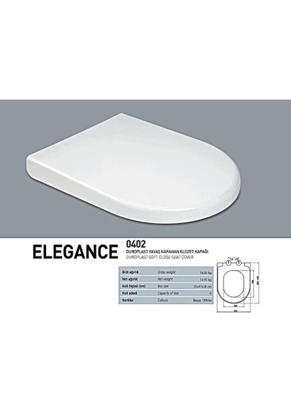 Elegance Duroplast Amortisörlü Yavaş Kapanan Klozet Kapağı