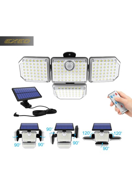 181 Cob Solar LED Hareket Sensörlü Kumandalı Su Geçirmez 3 Mod