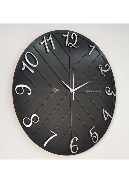 Endless Line Dekoratif Duvar Saati Sessiz Mekanizma 50 x 50 cm Siyah & Gümüş
