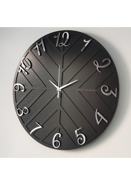 Endless Line Dekoratif Duvar Saati Sessiz Mekanizma 50 x 50 cm Siyah & Gümüş modelleri