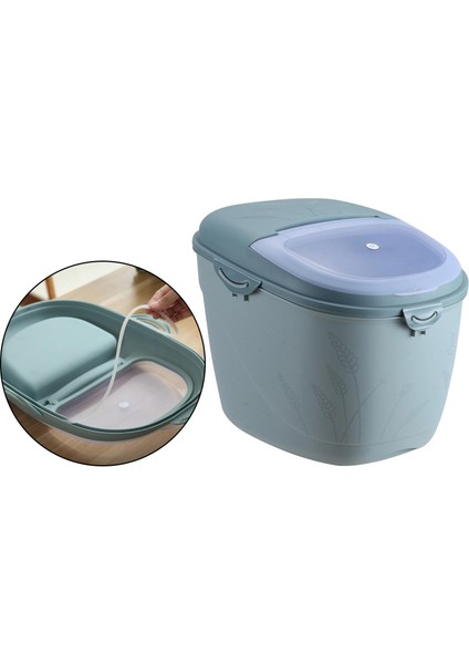 10KG Pirinç Saklama Kabı Mutfak Kuru Meyveler Hava Geçirmez Tank Nem Geçirmez Mavi (Yurt Dışından)
