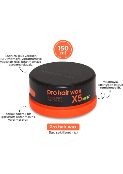 Men Pro Hair Wax Strong Hold (Turuncu) 150 gr