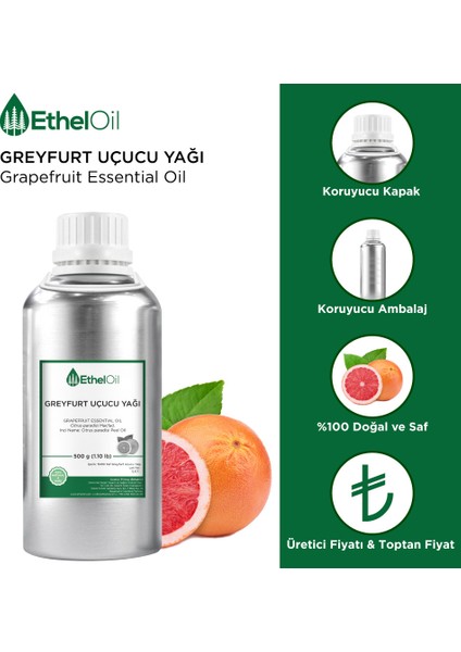 Greyfurt Uçucu Yağı - Etheloil - 500 gr - %100 Saf ve Doğal Uçucu Yağ - Üretici Firma ,yüksek Kalite – Grapefruit Essential Oil - Citrus Paradisi Macfad.