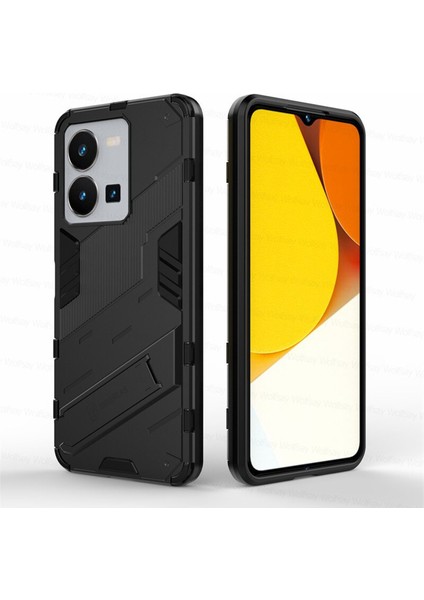 Vivo Y22S / Y22 4g / Y35 Matrix Serisi Armor Standlı Perfect Koruma Kılıf - Siyah AL3416