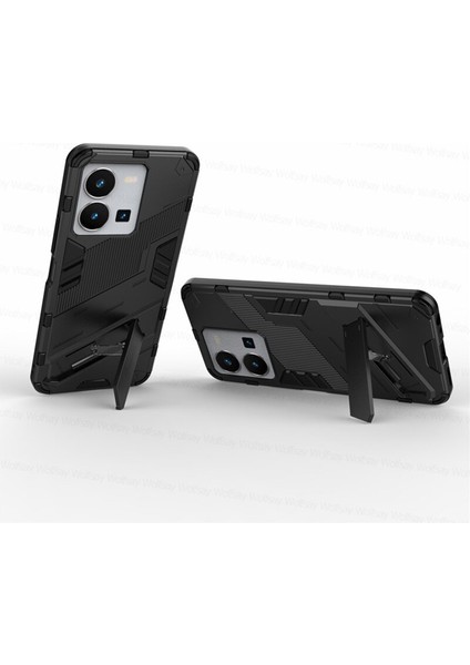 Vivo Y22S / Y22 4g / Y35 Matrix Serisi Armor Standlı Perfect Koruma Kılıf - Siyah AL3416 modelleri