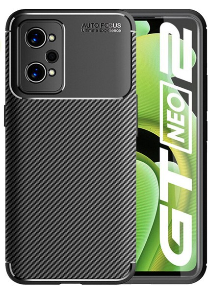 Realme Gt Neo 2 Maxy Serisi Carbon Fiber Silikon Kılıf - Siyah AL3413