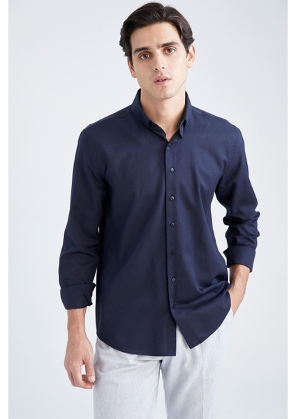 Modern Fit Dokulu Uzun Kollu Gömlek R4352AZ22AU