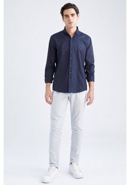 Modern Fit Dokulu Uzun Kollu Gömlek R4352AZ22AU