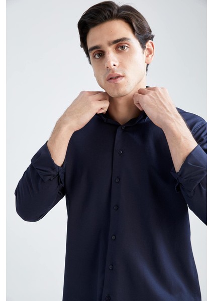 Modern Fit Dokulu Uzun Kollu Gömlek R4352AZ22AU