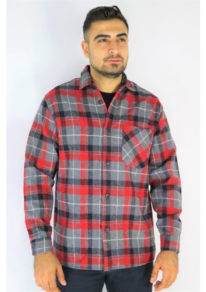 19-4635 Erkek Gri Oversize Gömlek