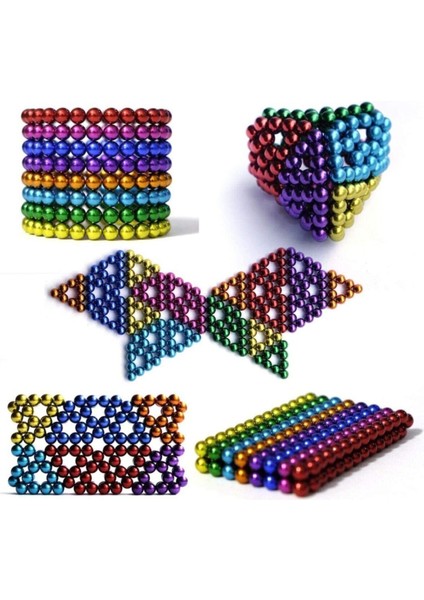 6 Renkli 5mm 216 Adet Metal Kutuda Neocube Neodyum Mıknatıs Küp