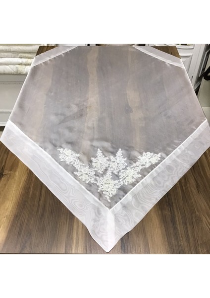 Oya Home Fransız Dantelli Boncuklu Organze Bohça -100 x 100 cm