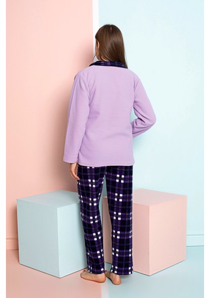 Kışlık Kadın Gömlek Polar Pijama Takımı- Kadın Düğmeli Polar Pijama Takımı modelleri