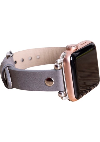 Apple Watch Uyumlu Deri Kordon 38-40-41MM St Rst9 Gri
