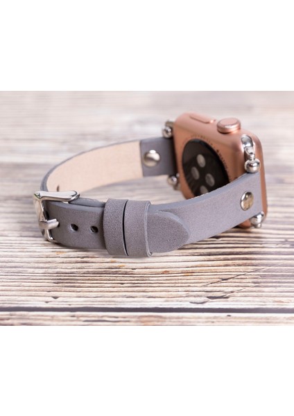 Apple Watch Uyumlu Deri Kordon 38-40-41MM St Rst9 Gri fırsatları