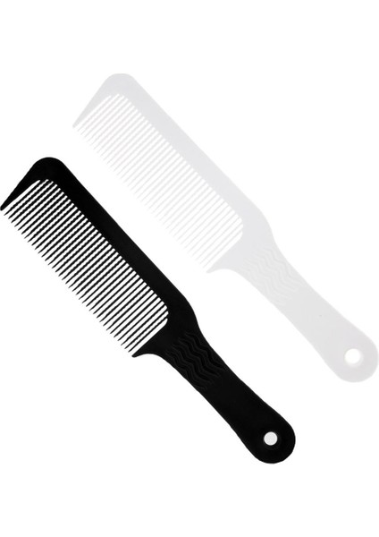 2 Adet Tarak Erkekler Berber Stilist Düz Kesme Siyah Beyaz (Yurt Dışından)