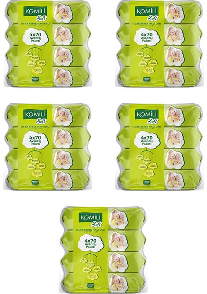Soft Islak Havlu 4 x 70' Li 5 Paket