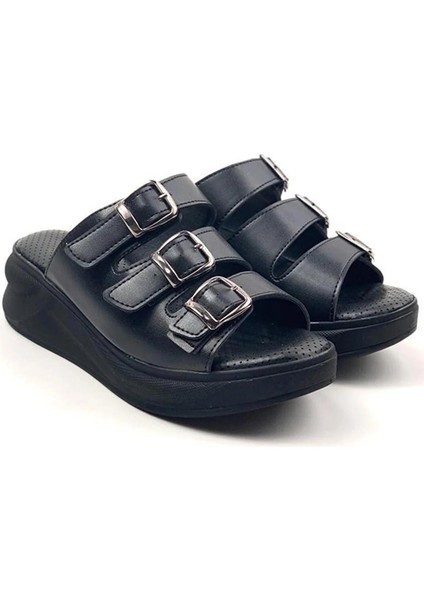 Kadın Siyah Mazer Konfor Ortopedik Taban Tokalı Terlik fiyatları