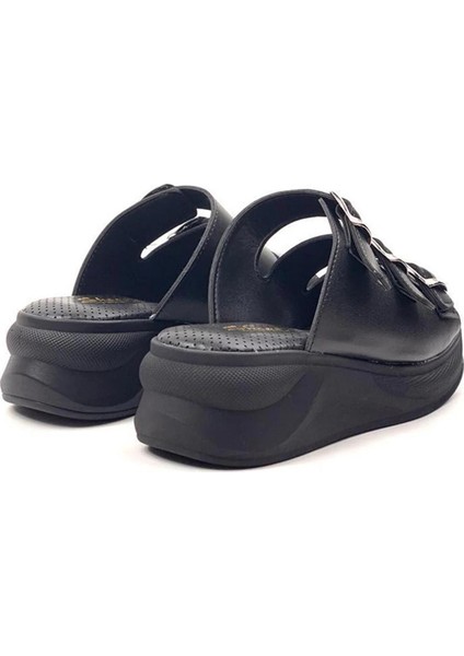 Kadın Siyah Mazer Konfor Ortopedik Taban Tokalı Terlik indirimleri