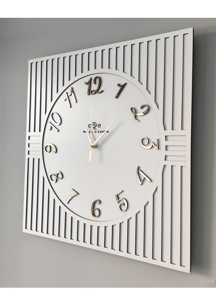 Kare Çizgi Desenli Türkçe Rakam Dekoratif 50X50CM Duvar Saati fiyatları